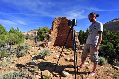 Figure 5. Laser scanning at the Mad Dog Tower site.